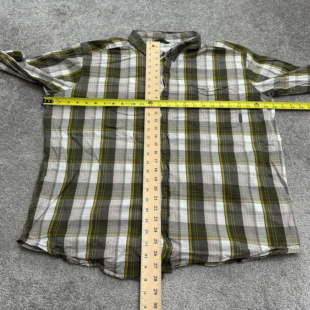 Columbia Shirt Men XXL Green Plaid Long Sleeve Button Down Cotton Casual Outdoor